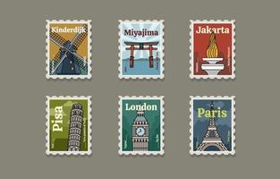 Postcard Travel Sticker Collection vector