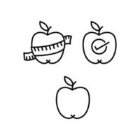 manzana saludable dieta fitness pérdida de peso gimnasio icono signo símbolo diseño vector