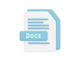 Docs file with 3d vector icon cartoon minimal style