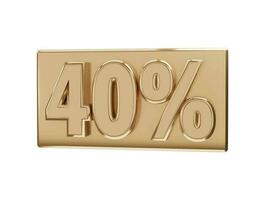 40 percent Golden number with 3d rendering vector