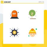 Group of 4 Flat Icons Signs and Symbols for halloween hole farming nature wormhole Editable Vector Design Elements