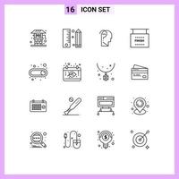 Pictogram Set of 16 Simple Outlines of on game programing finish question Editable Vector Design Elements