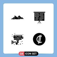 Universal Icon Symbols Group of 4 Modern Solid Glyphs of mountain electronic nature chart smart Editable Vector Design Elements