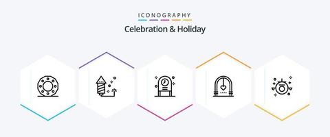 paquete de iconos de 25 líneas de celebración y vacaciones que incluye boda. amar. vacación. celebracion. fiesta vector