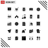 Mobile Interface Solid Glyph Set of 25 Pictograms of allergies iot banking internet of things knowledge Editable Vector Design Elements
