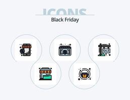 Black Friday Line Filled Icon Pack 5 Icon Design. label. box. sale board. badge. price vector