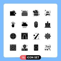 Modern Set of 16 Solid Glyphs Pictograph of wealth management type writer investment keyboard Editable Vector Design Elements