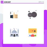 4 User Interface Flat Icon Pack of modern Signs and Symbols of business islam like food muslim Editable Vector Design Elements