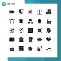 Set of 25 Vector Solid Glyphs on Grid for marketing advertising tips optimization seafood fish Editable Vector Design Elements