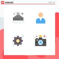Editable Vector Line Pack of 4 Simple Flat Icons of extractor camera administrator management media Editable Vector Design Elements