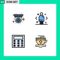 Stock Vector Icon Pack of 4 Line Signs and Symbols for camera calculation security camera decision math Editable Vector Design Elements