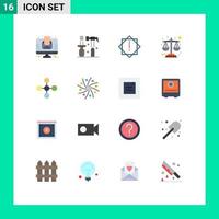 Pack of 16 Modern Flat Colors Signs and Symbols for Web Print Media such as share link alert central debt Editable Pack of Creative Vector Design Elements