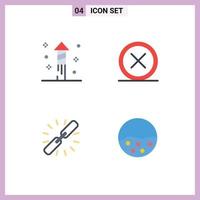 Mobile Interface Flat Icon Set of 4 Pictograms of fireworks connect cancel exit hyperlink Editable Vector Design Elements