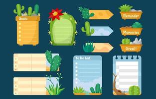 conjunto de cactus y tablas y páginas suculentas vector