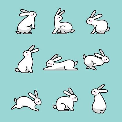 Cute Rabbit Icon Set