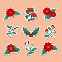 Set of Red Poinsettia Flower Elements vector