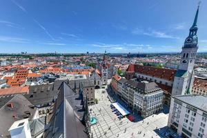 Aerial view of Marienplatz town hall and Frauenkirche in Munich, Germany photo