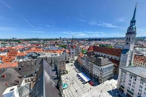 Aerial view of Marienplatz town hall and Frauenkirche in Munich, Germany photo