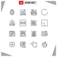 Set of 16 Modern UI Icons Symbols Signs for game rotate atm card clockwise protection Editable Vector Design Elements