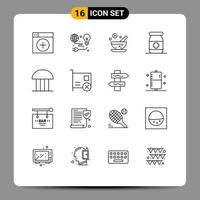 16 User Interface Outline Pack of modern Signs and Symbols of court tablets earth medical medical Editable Vector Design Elements