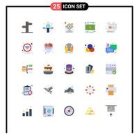 Pictogram Set of 25 Simple Flat Colors of document creative business travelling money Editable Vector Design Elements