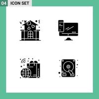 4 iconos creativos signos y símbolos modernos de bolsa familiar personas dispositivo compras elementos de diseño vectorial editables vector