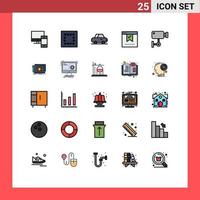 Universal Icon Symbols Group of 25 Modern Filled line Flat Colors of surveillance device roadster cam office Editable Vector Design Elements