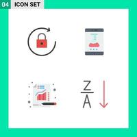 Mobile Interface Flat Icon Set of 4 Pictograms of arrow metrics lab app smart lab chart Editable Vector Design Elements