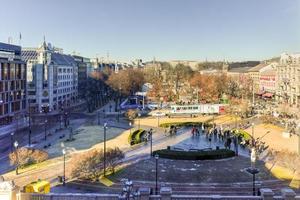 Oslo, Norway - February 27 2016 -  Karl Johans Gate, the main thoroughfare in central Oslo. photo