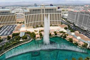 Las Vegas, Nevada - May 24, 2014 -  Bellagio and Caesars Palace view in Las Vegas. Both hotels are among 15 largest hotels in the world with 3,950 and 3,960 rooms respectively. photo