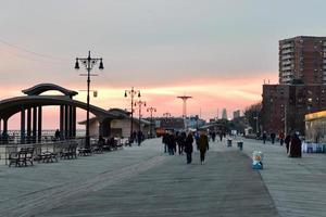 December 2, 2017 -  Brighton Beach in Brooklyn, New York at sunset. photo