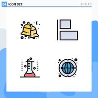 4 Creative Icons Modern Signs and Symbols of bell lab flask jingle left test tube Editable Vector Design Elements