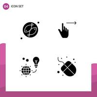 Pictogram Set of 4 Simple Solid Glyphs of camping green finger slide light bulb Editable Vector Design Elements