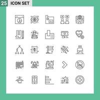 25 User Interface Line Pack of modern Signs and Symbols of qa education money answers marketing Editable Vector Design Elements