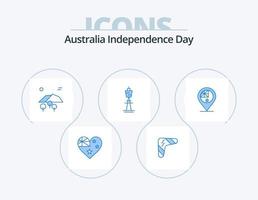 día de la independencia de australia paquete de iconos azules 5 diseño de iconos. Sídney. australiano. viajar. Australia. árbol vector