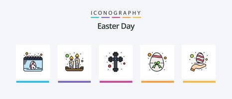 Easter Line Filled 5 Icon Pack Including beetle. insect. bible. map. egg. Creative Icons Design vector