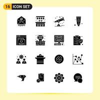 Solid Glyph Pack of 16 Universal Symbols of multimedia download space arrows face Editable Vector Design Elements
