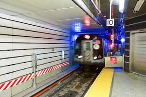 New York City - February 11, 2017 -  Q train passing through the 72nd Street subway station on Second Avenue in New York City, New York. photo