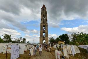 Manaca Iznaga, Cuba - Jan 12, 2017 -  Historic slave watch tower in Manaca Iznaga, Valle de los Ingenios, Trinidad, Cuba. It is the tallest lookout tower ever built in the Caribbean sugar region. photo