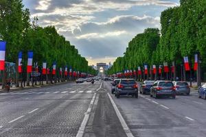 Paris, France - May 13, 2017 -  Traffic along Champ Elysees in Paris, France. photo