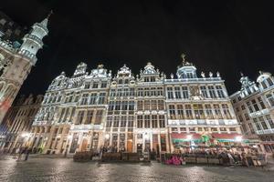 Guild Houses in the Grand Place in Brussels, Belgium at night. photo