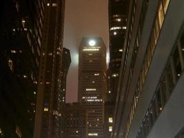 New York City skyscrapers at night on a foggy evening in Midtown Manhattan, 2022 photo