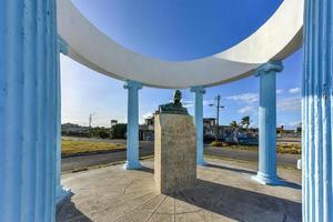 Bust to Ernest Hemingway in Havana, Cuba. He is remembered by Cojimar with a small gazebo that encircles a commemorative bust, sculpted from the melted down propellers donated by local fishermen, 2022 photo