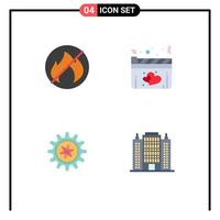 4 Thematic Vector Flat Icons and Editable Symbols of camping setting film movie resort Editable Vector Design Elements