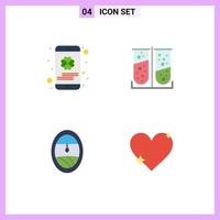 Modern Set of 4 Flat Icons Pictograph of cell phone porthole saint lab test heart Editable Vector Design Elements