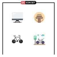 Set of 4 Modern UI Icons Symbols Signs for computer bicycle imac type sport Editable Vector Design Elements