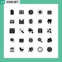 Mobile Interface Solid Glyph Set of 25 Pictograms of cafe baking gluten operation development Editable Vector Design Elements