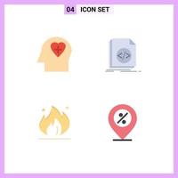 4 Universal Flat Icons Set for Web and Mobile Applications emotion industry code programming construction Editable Vector Design Elements