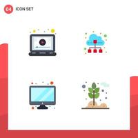 Universal Icon Symbols Group of 4 Modern Flat Icons of lesson monitor screen technology device Editable Vector Design Elements