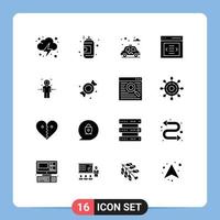 Modern Set of 16 Solid Glyphs Pictograph of target man city user interface Editable Vector Design Elements